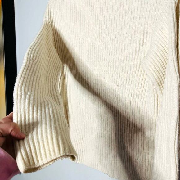 Nina Ricci White Cream Ribbed Turtleneck Wool Cashmere Blend Sweater Size XS - Picture 5 of 8